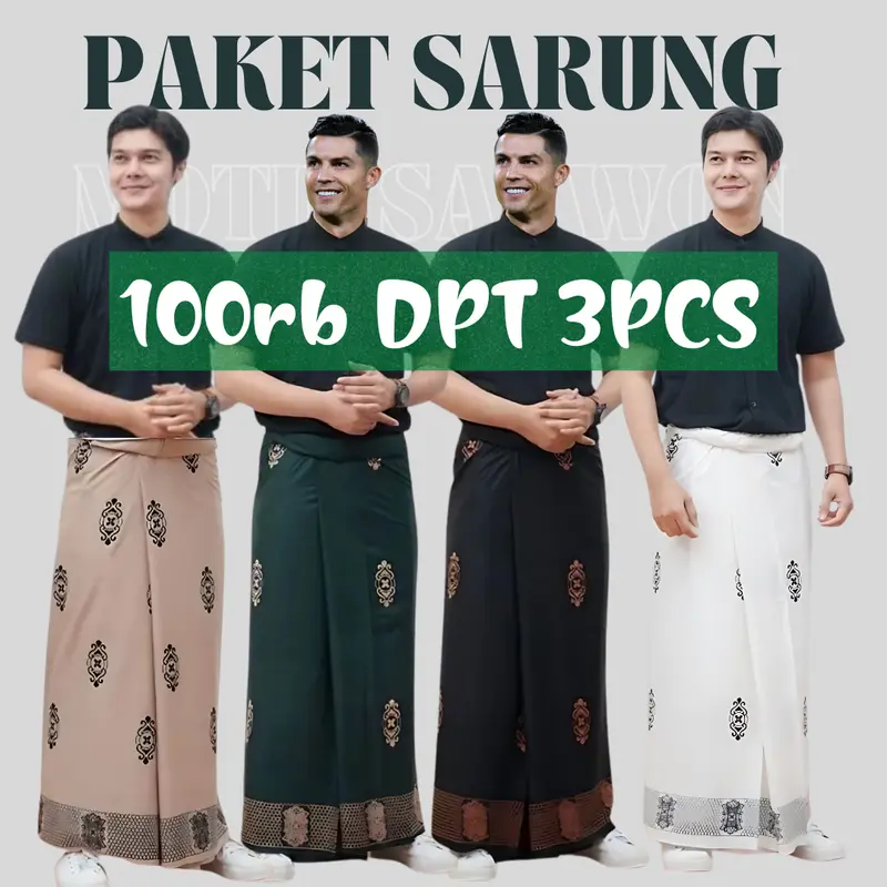TERLARIS - Sarung Paket 100rb dapat 3 Pcs Untuk Pria Dewasa, Grosir & Eceran Motif Sarwon Muslim Dewasa Santri Pekalongan Katun 0