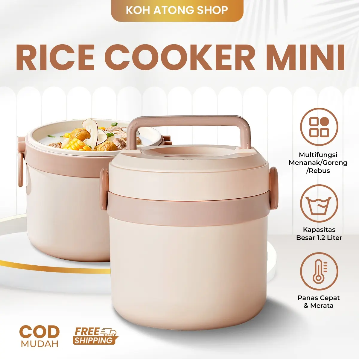 Mini Rice Cooker RC-001 300 W/Penanak Nasi Magic Com Portable/Multifungsi/Travel Version