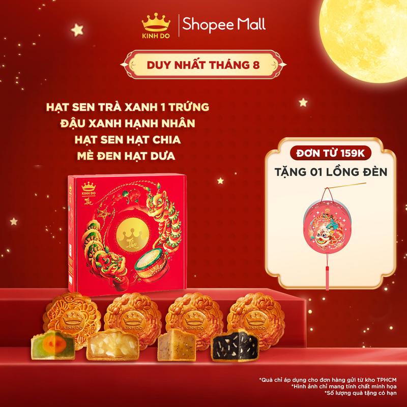 TOP Hộp 4 bánh trung thu Kinh Đô giảm đường tinh luyện "Sống Xanh"