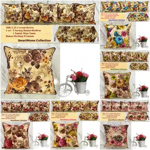 SARUNG BANTAL SOFA KURSI SHABBY CHIC MINIMALIS / PAKET SBK SET 40X40 ADENIA BROWN  Bunga