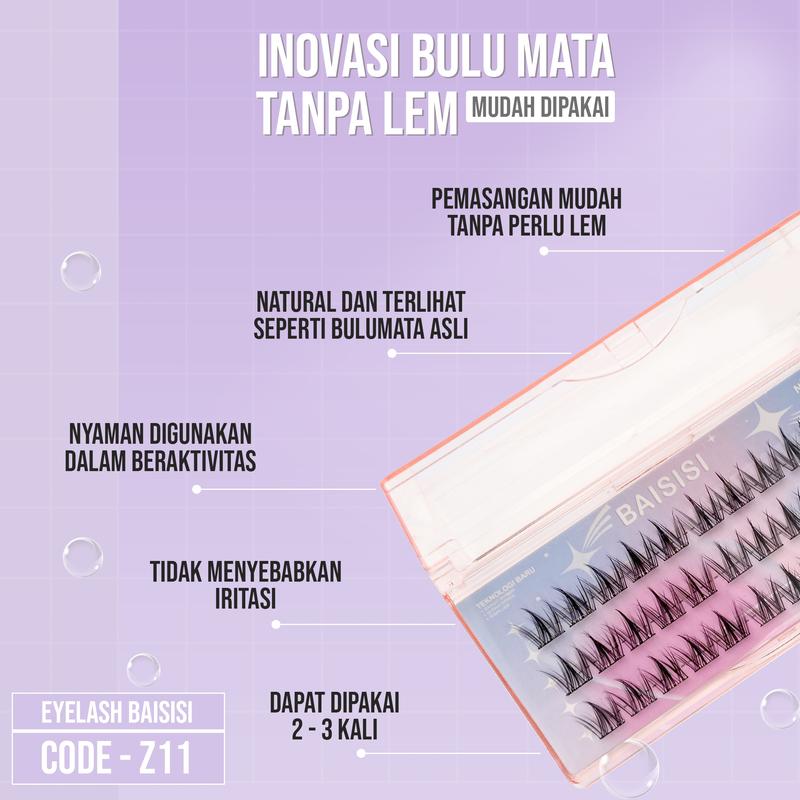 [TANPA LEM] BAISISI Bulu Mata Palsu Individual Lashes Z11 Korean Segmentasi + FREE TWEEZER | eyelash extension | Douyin Lashes | Eye Make Up 5
