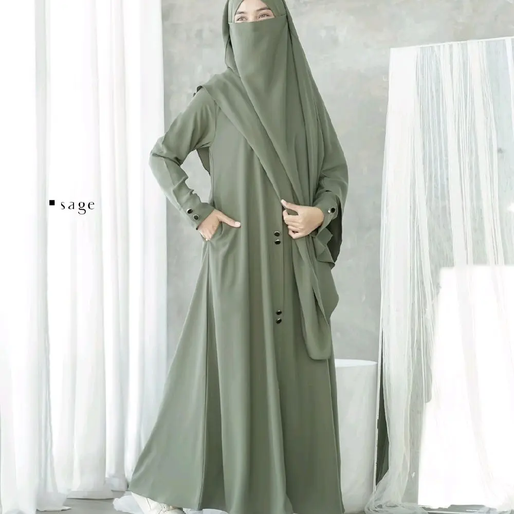 gamis terbaru  abaya ayra 2025  muslim Kekinian  gamis one set khimar bahan crinkle airflow cocok Buat Umroh Haji Lebaran Wanita Syari Muslim kondangan dewasa newah dress kancing variasi