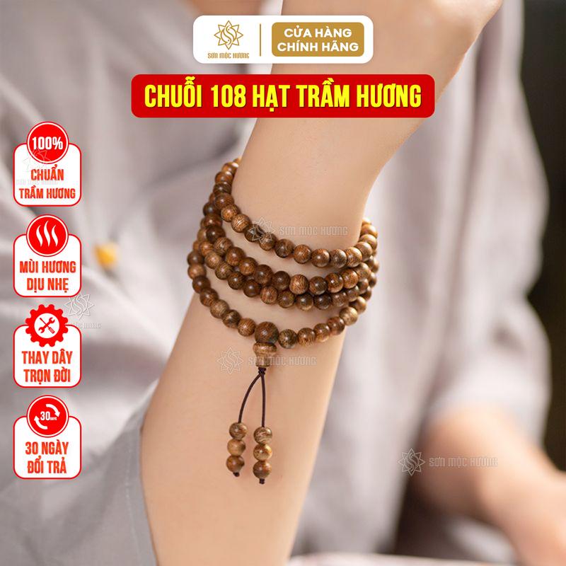  Vòng Tay Trầm Hương Chuỗi Tràng 108 Hạt Trầm Tốc Size 6 7 8mm Cho Nam Nữ Sơn Mộc Hương Phụ Kiện 