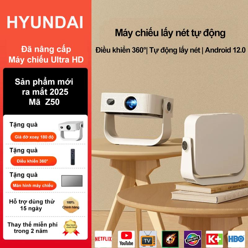 Mã HUYNDAI Z50- Máy chiếu mới ra mắt tháng 8 năm 2025 được nâng cấp toàn diện tự động điều chỉnh độ nét, đi kèm loa HIFI có thể dùng phòng ngủ,phòng khách ,văn phòng nhỏ, trung cư