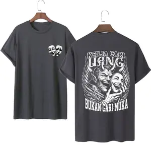 kaos KERJA CARI UANG CREW NECK  laki-laki atasan Murah distro gambar sablon keren gratis ongkir Casual depan belakang cod poliester