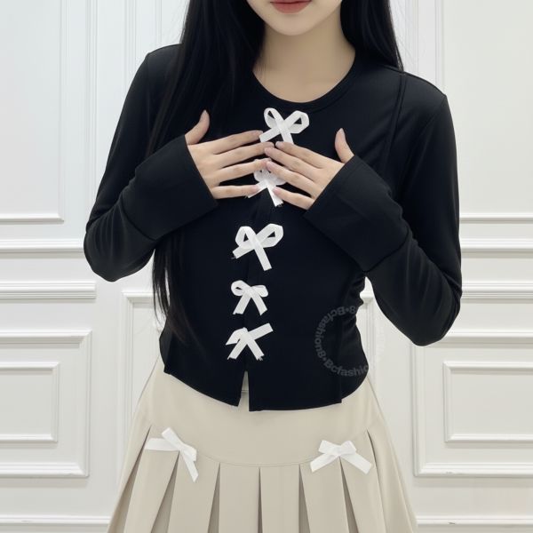 Leora Blouse Knit Ribbed Premium Tali Pita - Atasan Wanita Lengan Terompet - Baju Vintage Korean Style