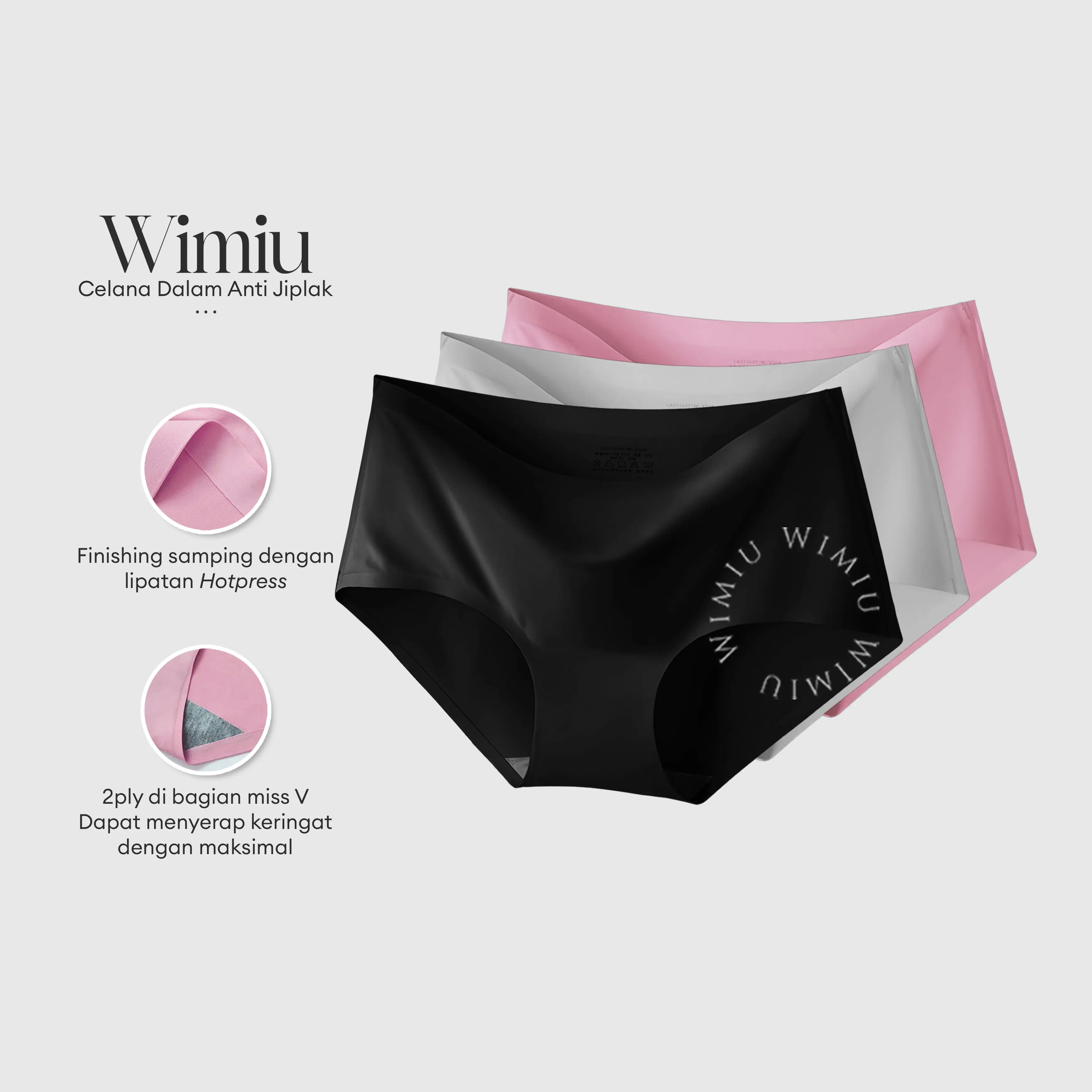 WIMIU Seamless 3PCS CD Celana Dalam Pakaian Dalam Wanita C920