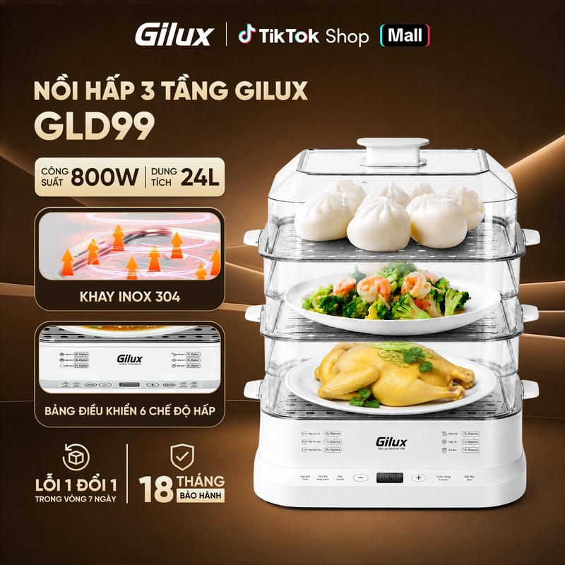 Phiên Bản Cải Tiến 2025 - Nồi Hấp Đa Năng 3 Tầng Gilux 24L