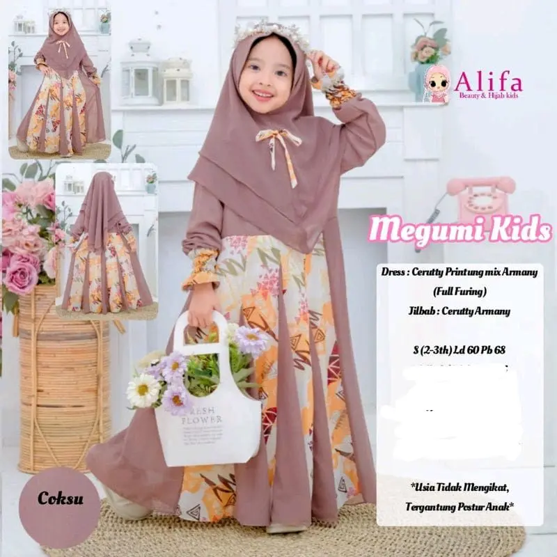 serba 100ribuan gamis set kerudung label alifa kids