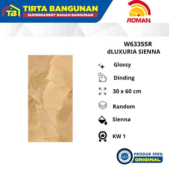 Gambar ROMAN KERAMIK 30 X 60 WALL TILE W63355R dLUXURIA SIENNA KERAMIK DINDING KW 1 Kayu Glossy Marble dari Tirta Bangunan Kota Depok Tokopedia