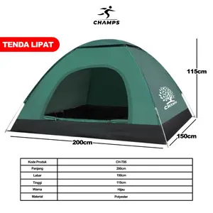 CHAMPS Tenda Camping Otomatis 2-3 Orang CH-T05 | Tenda Lipat Anti Air Outdoor Parasut Premium 200x150x115cm
