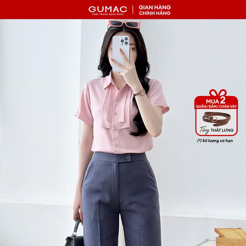 MUA 2 GIẢM THÊM 5% Áo sơ mi nữ dáng suông xếp ly trang trí cách điệu thời trang GUMAC LAF1204
