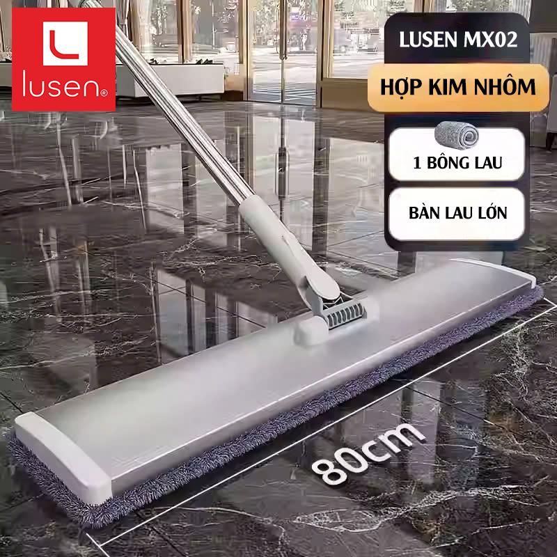 Cây lau nhà công nghiệp chính hãng, chổi lau nhà đa năng cỡ lớn, bàn lau bằng nhôm rộng từ 60cm đến 80cm. Lusen MX02