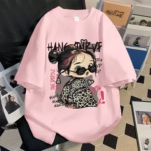 Rossie Kaos Oversize Wanita Lengan Pendek | Print Girl With Sunglasses l Kaos Cotton Combed Street Style | Baju Atasan Wanita T Shirt Unisex