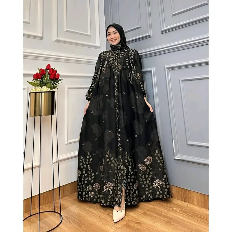 Gamis Set Hijab Rayon Premium | Gamis Hijab Terbaru | Dress Set Hijab | Gamis Viral Set Hijab Diamond 0