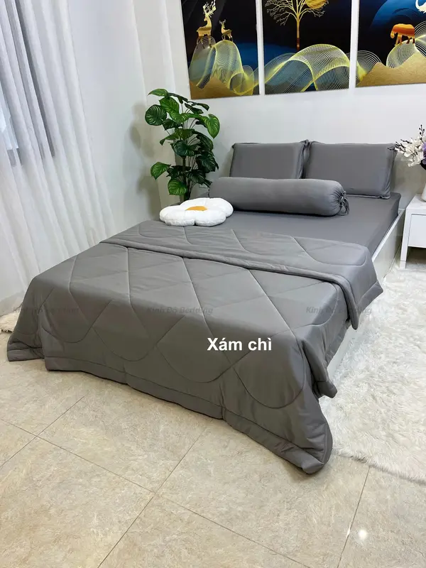 Bộ ga thun lạnh có mền 5 món đẹp decor phòng - Thun Silk - đủ size drap giường 1m4 1m6 1m8 chăn gòn cao cấp 7