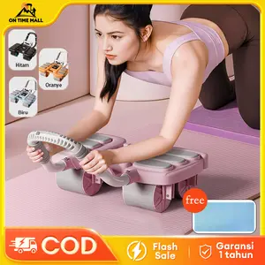 【Rebound otomatis】MY-HI / Ab Roller 4 In1 Ab Wheel Wheels Plank Trainer Abdominal Core Roller Alat Olahraga Di Rumah Push Up Sit Up