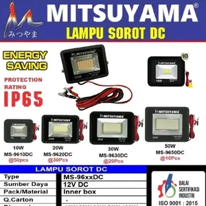 Lampu Sorot DC Aki 12V MItsuyama Protection Rating IP65 Outdoor Indoor MS-9610 MS-9620 MS-9630 MS-9650DC Super Putih Terang