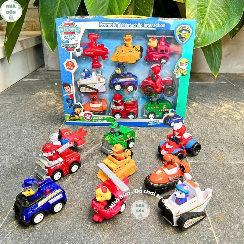 Đồ Chơi Biệt Đội 9 Xe Chó Cứu Hộ Paw Patrol Chạy Đà, Hộp 9 Nhân Vật Cho Bé Yêu, Đồ Chơi Cho Bé E43