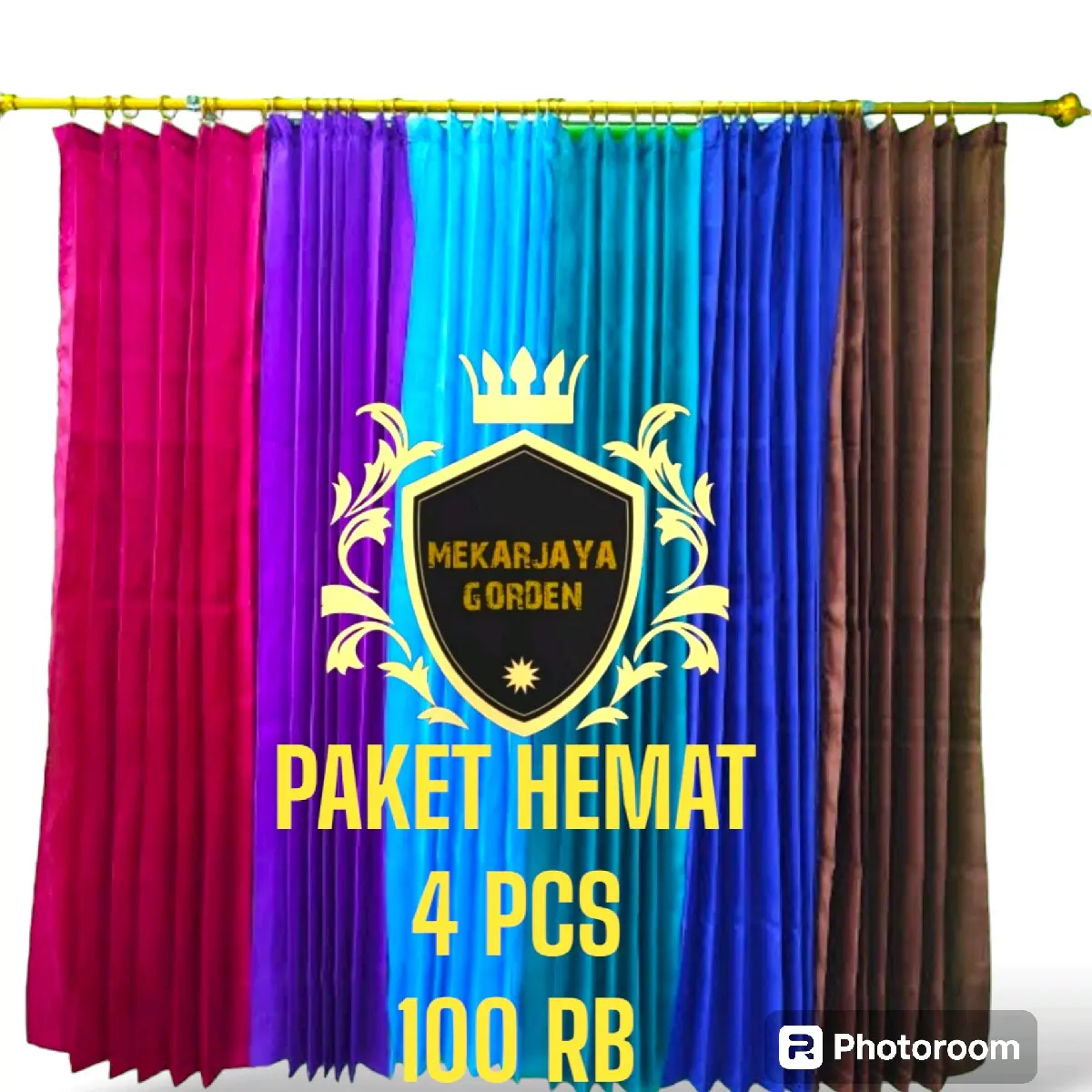 Gorden korden gordyn hordeng kawat tirai pintu jendela sido polos plisket  Kain  Hitam Kuning Curtain