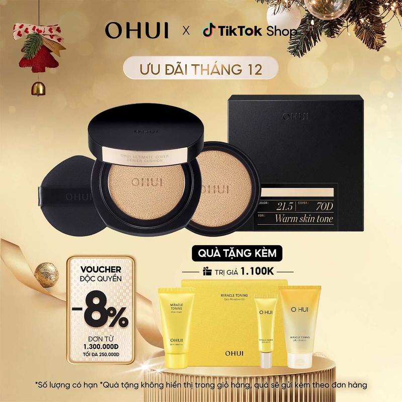   OHUI Official  Phấn nước chuyên kiềm dầu che phủ cao mỏng nhẹ OHUI Ultimate Cover Denier Cushion 13G x 2 