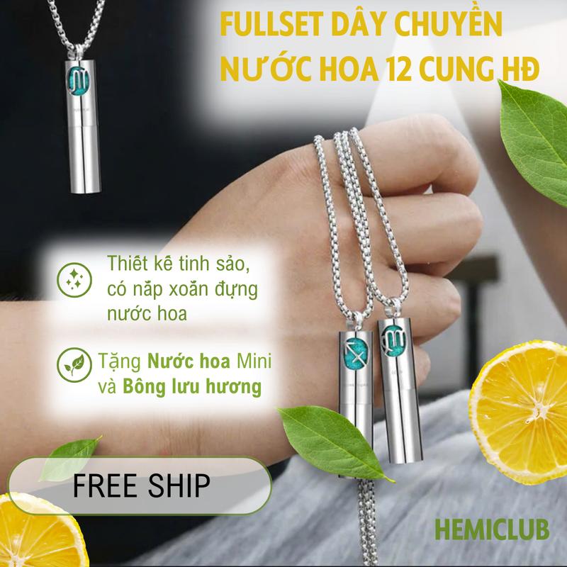  Dây chuyền nước hoa 12 cung hoàng đạo - Vòng cổ lưu hương thơm 