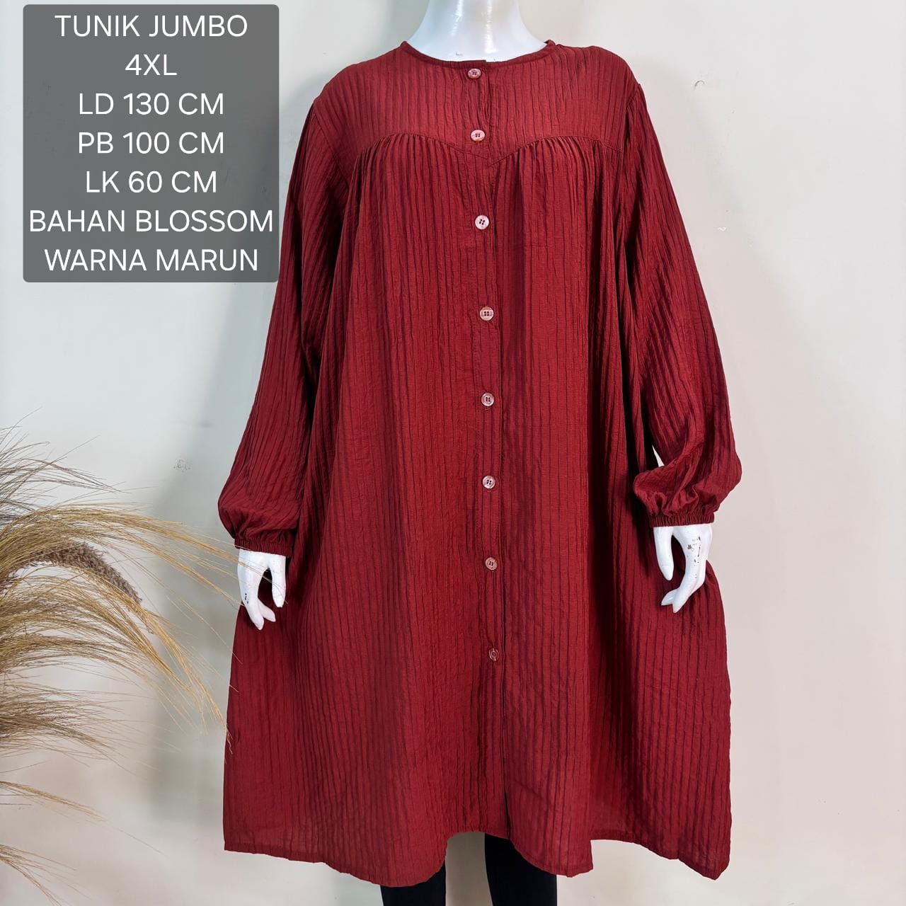 Tunik Jumbo Ld 130 Cm Model Polos Kekinian - Blossom Tunik