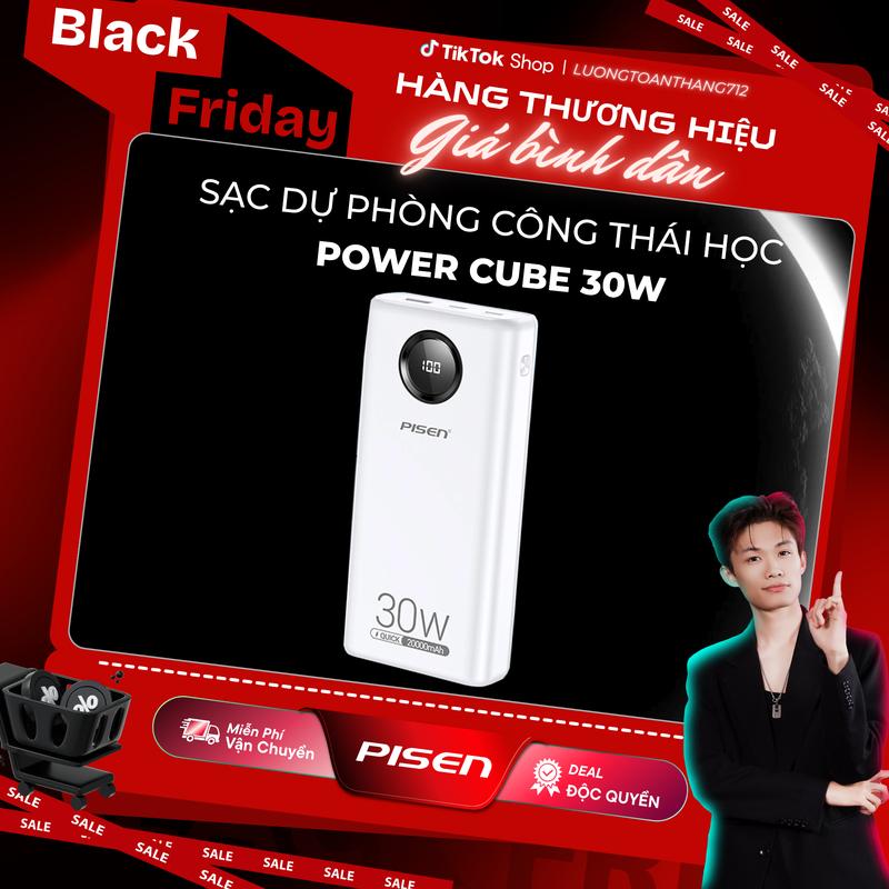   Deal Đặc Biệt   PISEN  Sạc Dự Phòng 3 Cổng Sạc PISEN QUICK Power Cube 30W 20000mAh | Thiết Kế Công Thái Học Bền Bỉ Công Suất Cao Dung Lượng Lớn Đèn Led Hiển Thị Dung Lượng | TS-D337 | Bảo Hành 18 Tháng  Kích Hoạt PCARE + 6 Tháng  | Bảo Hiểm 2 Triệu Đô 