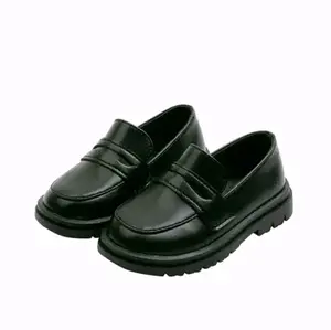 Docmart FASHION Sepatu Anak Laki-Laki & Perempuan Model Elegan Hitam dari PU Leather Sol Karet Nyaman Cocok Acara Formal Casual Size 26-35