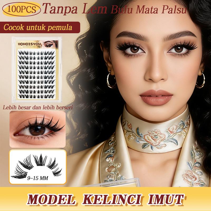 HOHOISYOU 100PCS Kemasan Besar dengan Isi yang Banyak Bulu Mata Palsu Tanpa Lem - Model Kelinci Imut, 9-15mm, 3D Volume, Dapat Digunakan Ulang, Nyaman & Alami untuk Pemula - Day, Remover HOHOISYOU 100PCS Kemasan Besar dengan Isi yang Banyak Bulu Mata Palsu Tanpa Lem - Model Kelinci Imut, 9-15mm, 3D Volume, Dapat Digunakan Ulang, Nyaman & Alami untuk Pemula - Day, Remover