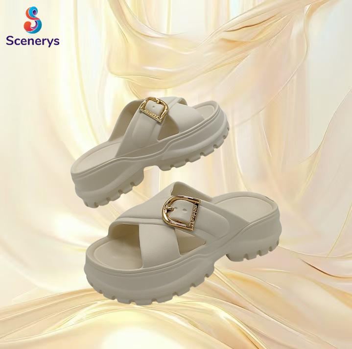 Scenerys Sandal wedges wanita, sandal fuji trendy, sandal jelly wanita motif korea, tali ganda, sandal kasual wanita 2025 2
