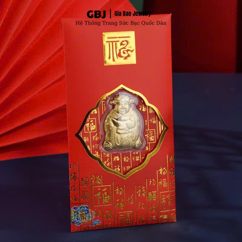 COMBO 3 CÁI Phụ Kiện Bao Lì Xì Thần Tài Vàng Sang Trọng M.ay M.ắn Tài Lộc GBJ3428