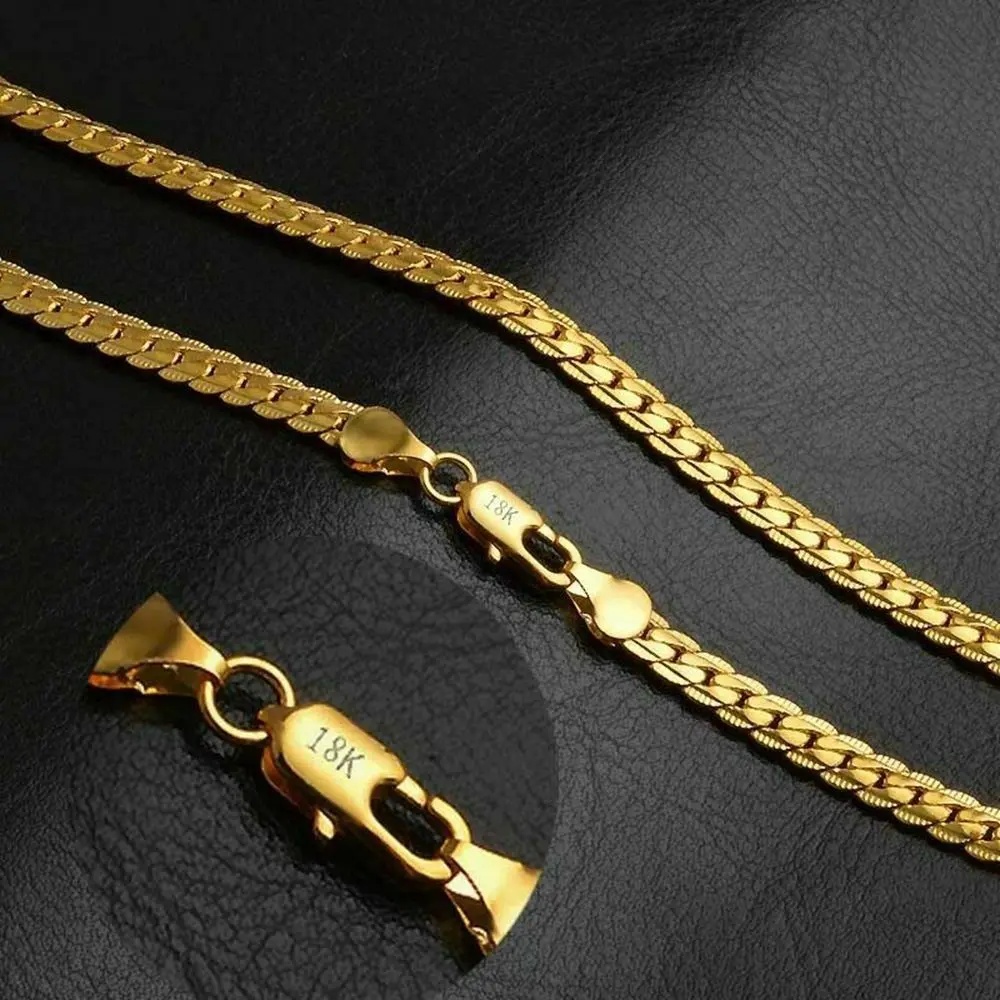 Copper Men's Boy 18K  Plated Chain Necklace Jewelry 20" Hiphop Style