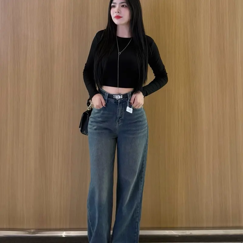 V.M-Quần Jeans Nữ Suông Trơn Túi Kiểu 2 Màu Đậm Nhạt (S-2Xl) Vải QC Mềm VM115 | BigBuy360 - bigbuy360.vn