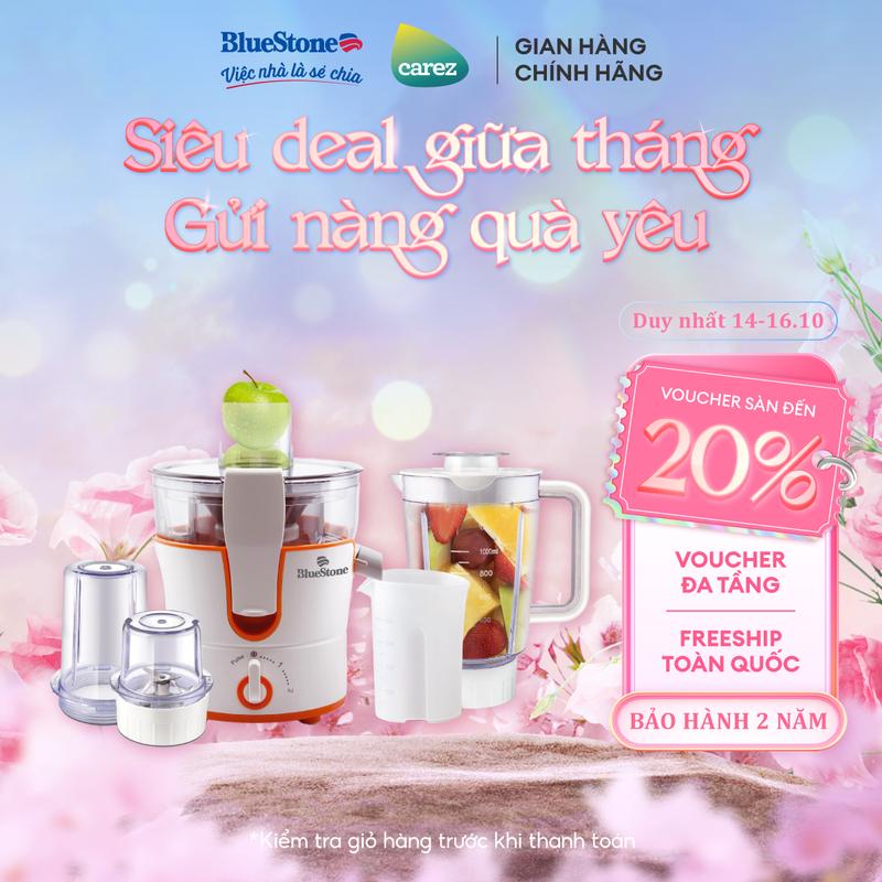 Máy Xay Ép Đa Năng 2 trong 1 BlueStone BLB-5343 1 Lít 250W với 2 Tốc Độ & Chế Độ Nhồi An Toàn Bảo Vệ Sức Khỏe