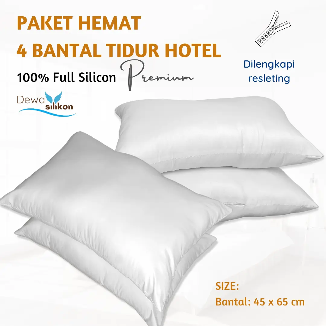 PAKET MURAH 4 Bantal Tidur Hotel 45x65 ISI FULL SILICON Bantal Dewasa Premium kain dan dakron Bed