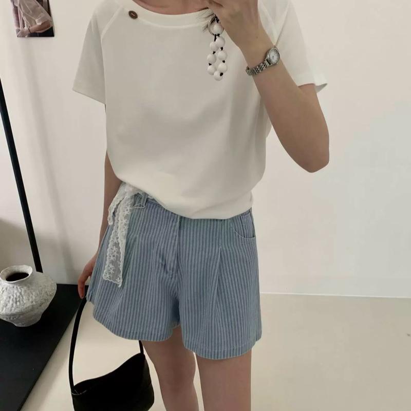 Quần Đùi, Quần Short Nữ Chất Jean Mềm Kẻ Sọc Cạp Khóa, Chun Sau ( Tặng Kèm Dây Nơ ) 8