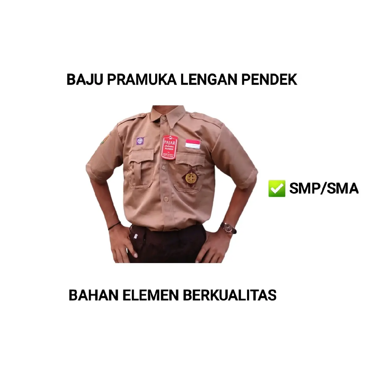 BAJU PRAMUKA PENGGALANG LENGAN PENDEK LAKI-LAKI BAHAN ELEMEN BERKUALITAS