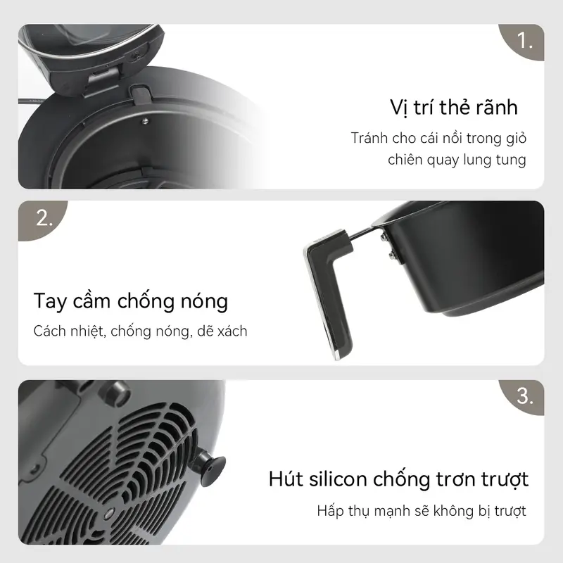 【New Arrival】Nồi chiên không dầu  eCowin  Dung tích lớn 6L  Thiết kế trực quan  Phù hợp với nhu cầu gia đình 4
