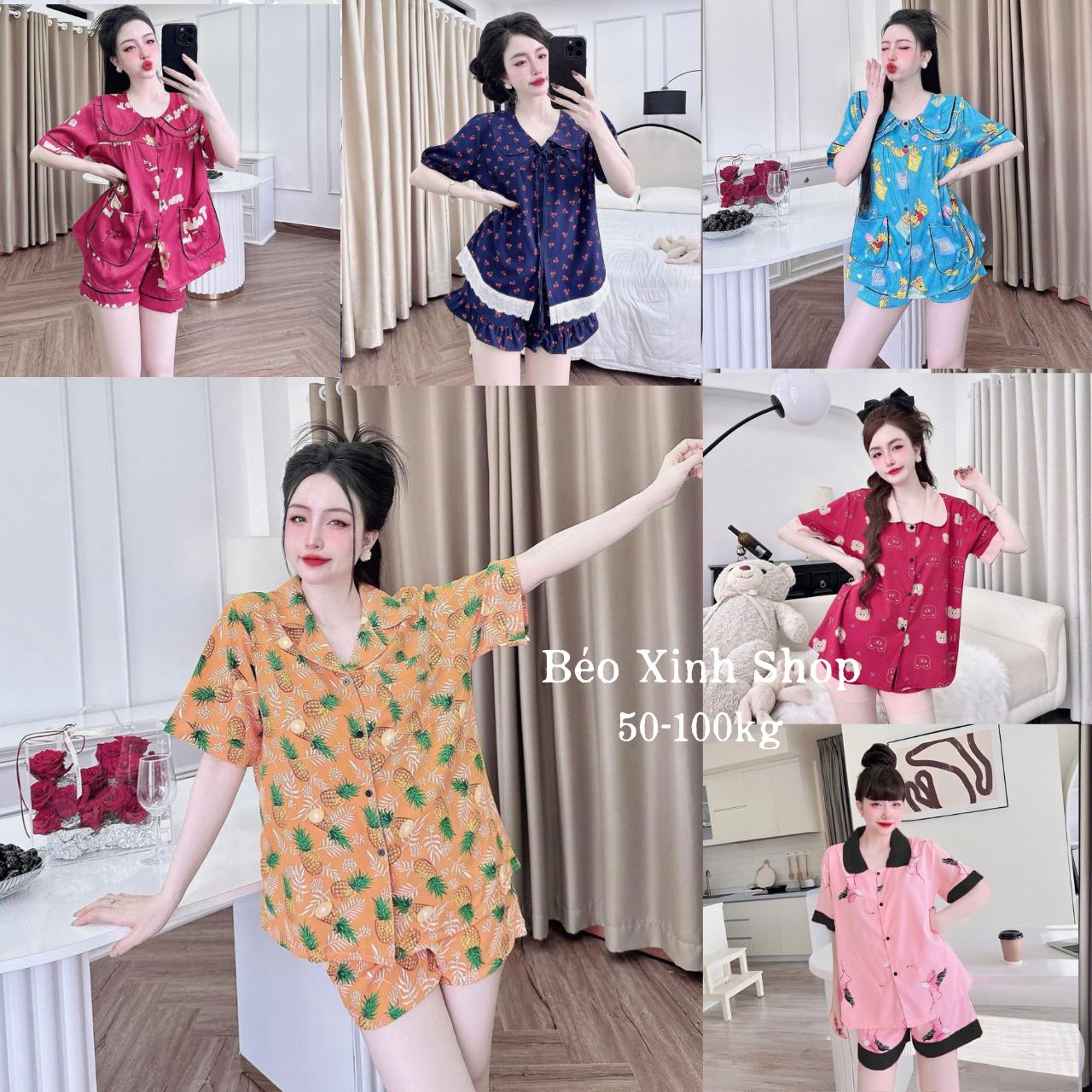Đồ Bộ - Đồ Ngủ Quần Áo Đùi Pijama Bigsize 50-100kg Vải Lụa Nhật Lạnh Mặc Cực Thích Nữ Nhung Lịch Women Quần Ngủ - A.5002