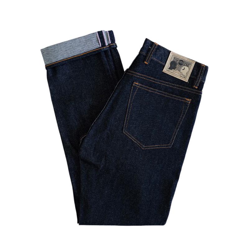 Transworld Celana Denim Selvedge 15 Oz Kaku Accent Black Indigo Art Ramon 0