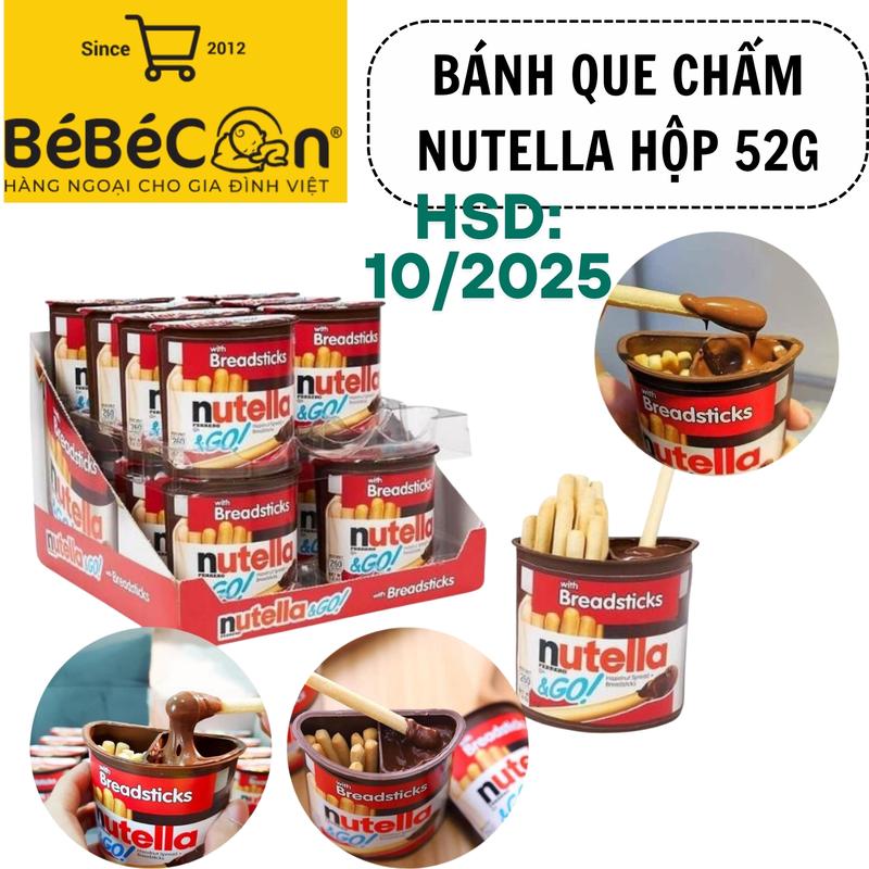 [NEW LOOK] Bánh que chấm Nutella hộp 52g Snack Chocolate Food Thức Ăn Vặt Sô Cô La Socola white chocolate  đồ ăn nhẹ có sô-cô-la Sữa