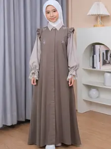 (Harga Satuan) Arista Couple Anak Baju Gamis Dress Anak Perempuan & Atasan Kemeja Koko Anak Laki-laki Bahan Sabrina Anti UV Variasi Swarovsky Motif Bunga