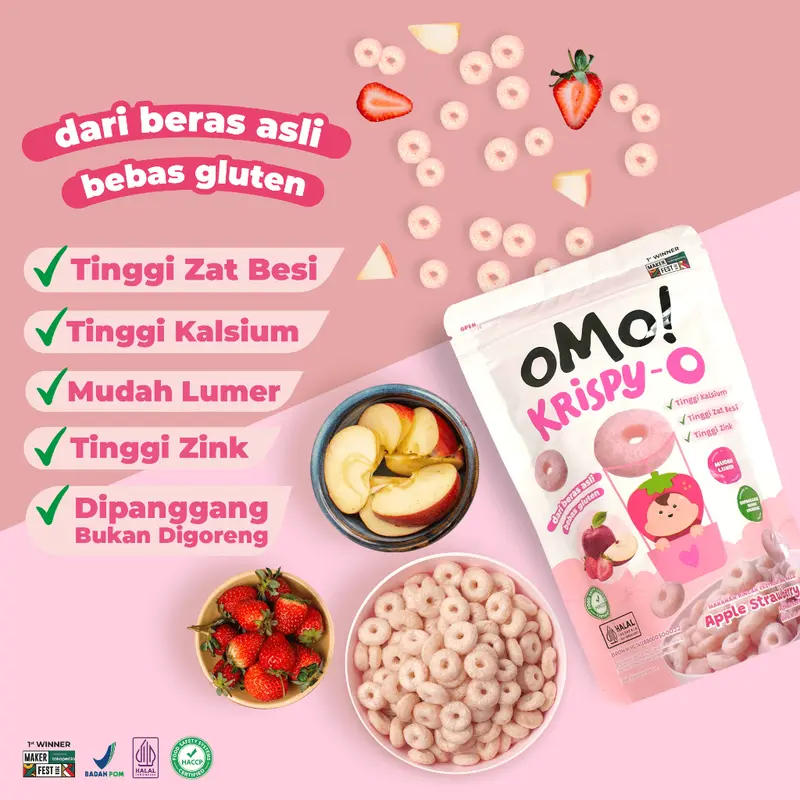 OMO! Krispy - O / Healthy Snack Bayi 8 bulan / Cemilan Beras Crispy 15 gr bb booster 4