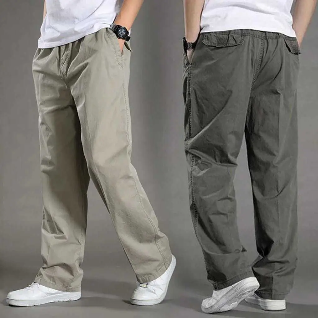 Celana Straight Panjang Pria Chinos Dewasa Unisex Pria Wanita Longgar Korean Style Standar Chino Kekinian Mid Waist