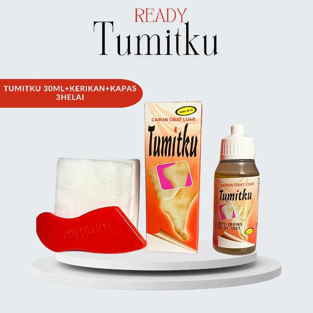 READY TUMITKU Pembersih Kaki Pecah-Pecah & Kapalan 30ml+ Dapat Kapas+Kerikan