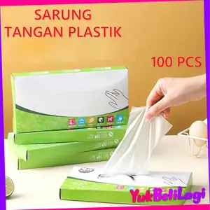 YBL (COD) Sarung Tangan Plastik Sekali Pakai 100 Pcs TPE Food Grade Tahan Air & Minyak Higienis Steril 50 Pasang Sarung Tangan Pembersih Rumah Tangga Bebas Latex