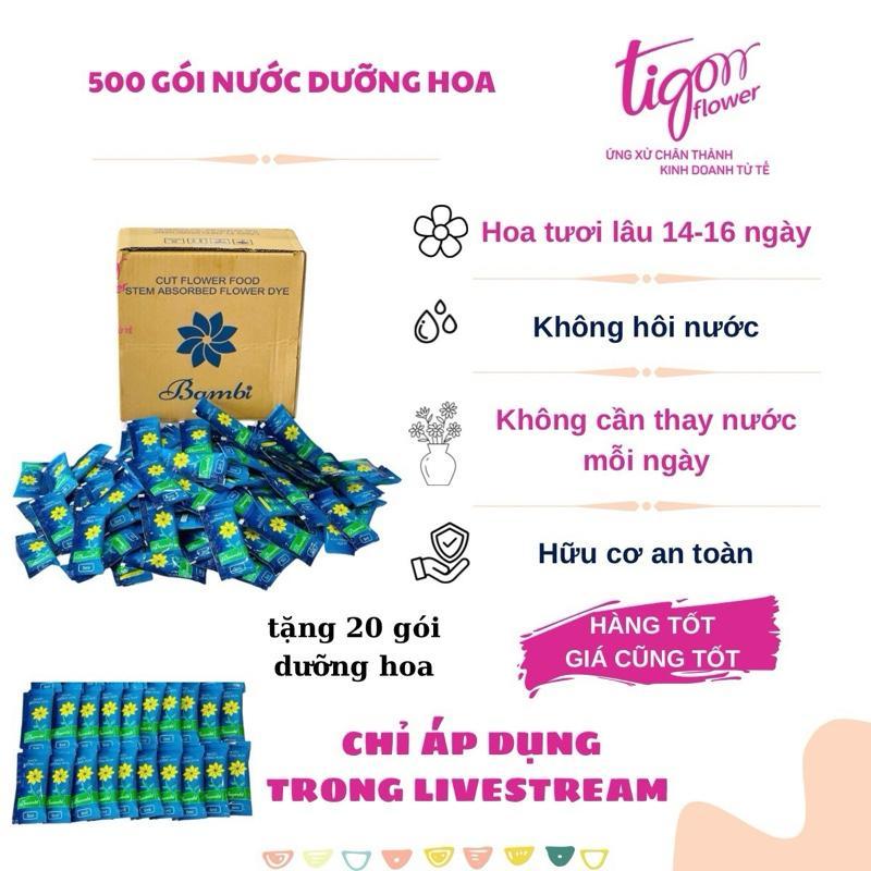 Combo 500 gói NƯỚC DƯỠNG HOA BAMBI tặng kèm 20 gói dưỡng - Hoa tươi lâu rực rỡ, giữ nước sạch hơn (1 gói 5ml) (QUÀ CHỈ CÓ TRONG LIVE)