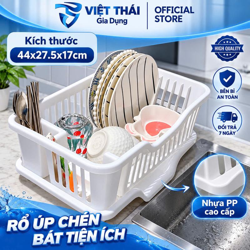 Giá úp bát đĩa có khay hứng nước nhựa abs tiện ích Nhà bếp Giá đựng đĩa Rổ Treo Tường khay up