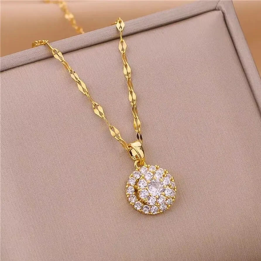 Kalung Bunga Berkilau dengan pendant bunga mawar untuk Wanita - Chain